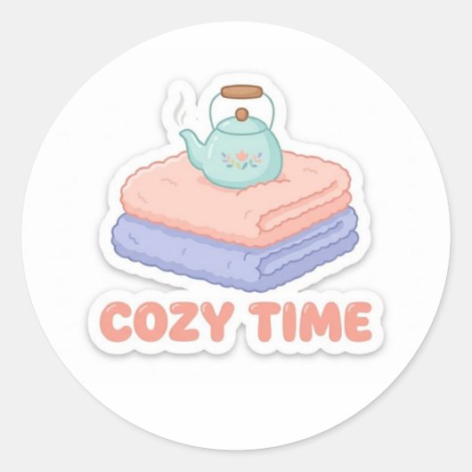 Autocollant Mignon Kawaii "Cozy Time" (Devant)