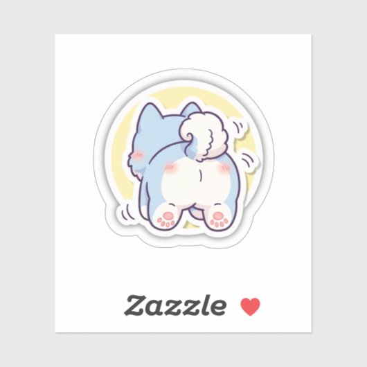 Autocollant Mignon Kawaii Queue de Chien Drôle de (Feuille)