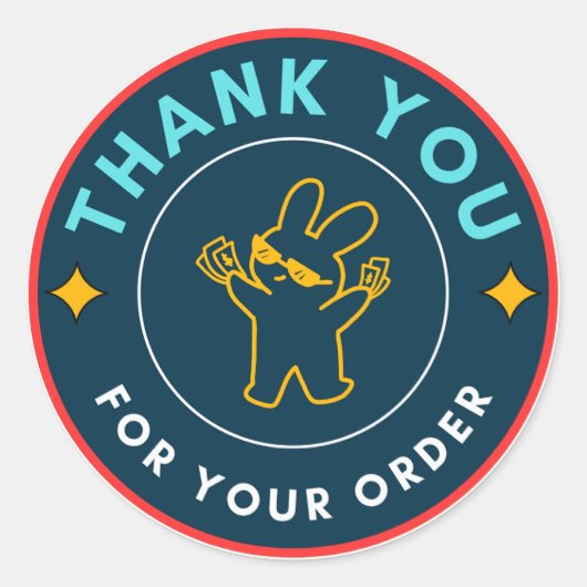 Autocollant Mignon Lapin Merci pour Votre Commande (Devant)