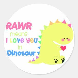 Autocollant mignon RAWR de dinosaure