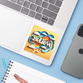 Autocollant MindSphere : Croire en la couleur vive (Ordinateur portable avec iPhone)