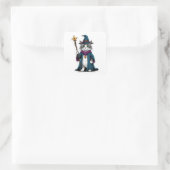 Autocollant Mini chat sorcier avec bâton magique (Sac)