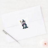 Autocollant Mini chat sorcier avec bâton magique (Enveloppe)