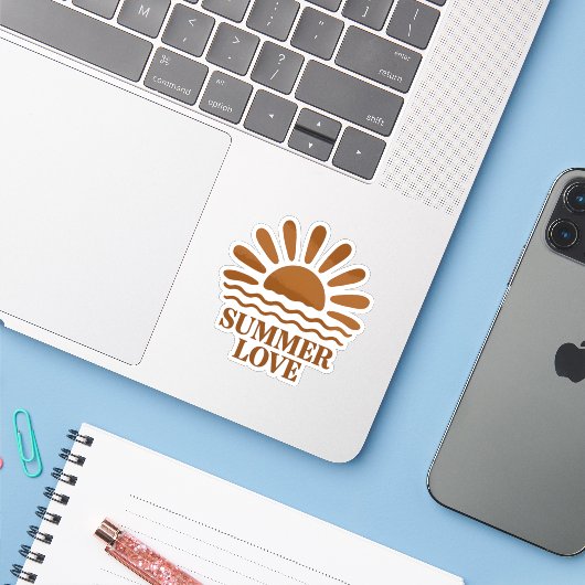 Autocollant minimaliste Amour d'été (Ordinateur portable avec iPhone)