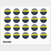 Autocollant moderne Chevron Navy Blue Yellow Party (Feuille)