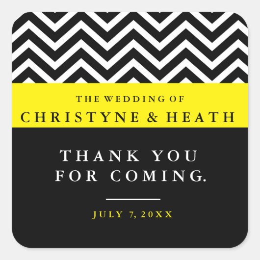 Autocollant moderne Chevron Noir Jaune élégant Fav (Devant)