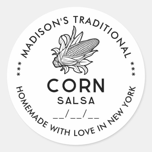 Autocollant moderne de salsa de maïs avec symbole (Devant)