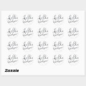 AUTOCOLLANT | Moderne Grey Hello beau Script garço (Feuille)