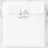AUTOCOLLANT | Moderne Grey Hello beau Script garço (Sac)