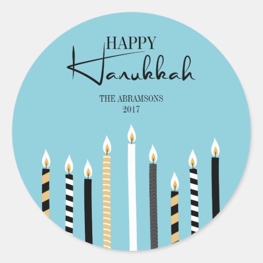 Autocollant moderne Happy Hanoukka Candles (Devant)