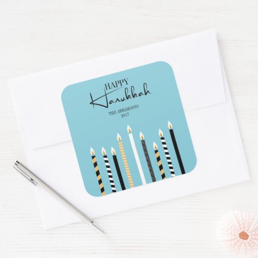 Autocollant moderne Happy Hanoukka Candles (Enveloppe)