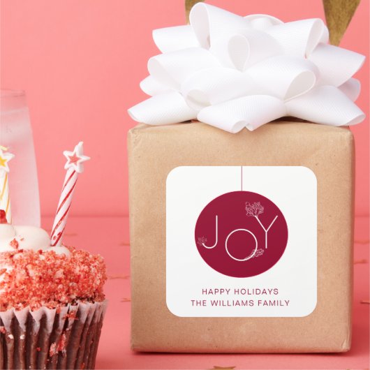 Autocollant Moderne Joie Ornement Rouge Joyeuses F (Fête)