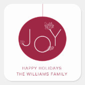 Autocollant moderne Joy Ornament Red Happy Holiday (Devant)