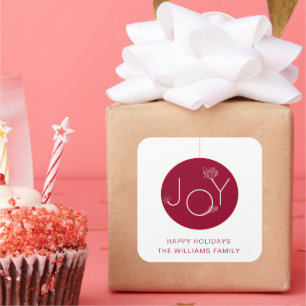 Autocollant moderne Joy Ornament Red Happy Holiday