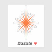 Autocollant moderne Orange Atomic Starburst Mid Ce (Feuille)