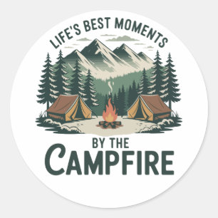 Autocollant Moments au feu de camp   Tente de camp