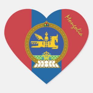 Autocollant Mongolie, Cœur, Drapeau Mongol Patriot
