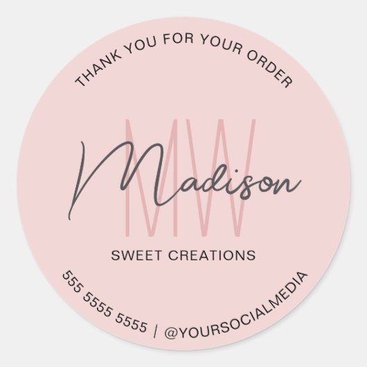 Autocollant Monogram Logo Pink Bakery (Devant)