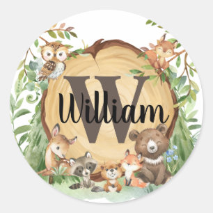 Autocollant Monogramme animal forestier