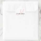 Autocollant Monogramme blanc rose mariage (Sac)