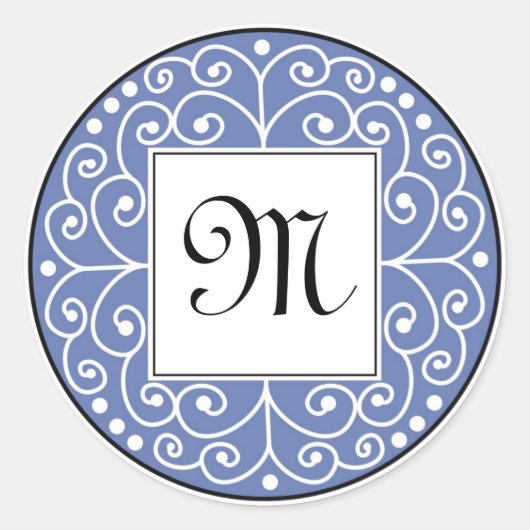 Autocollant Monogramme Bleu Et Noir (Devant)