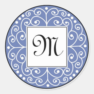 Autocollant Monogramme Bleu Et Noir
