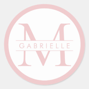Autocollant Monogramme Bordure Ronde - Rosée