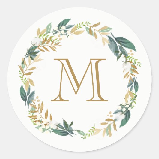 Autocollant monogramme botanique floral (Devant)