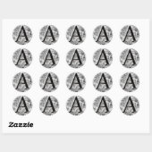 Autocollant Monogramme Damas - Initiale A (Feuille)