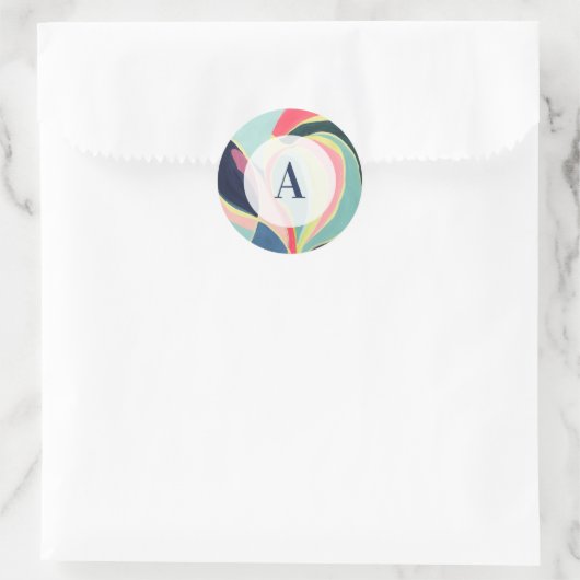 Autocollant monogramme d'art abstrait moderne (Sac)