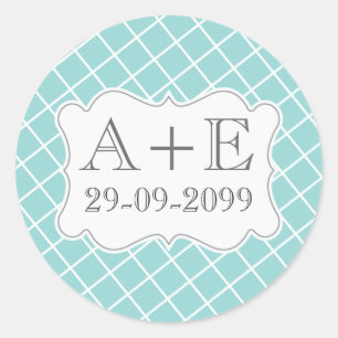 Autocollant monogramme de mariage vintage à rayure