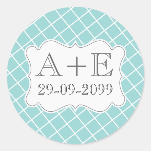 Autocollant monogramme de mariage vintage à rayure (Devant)