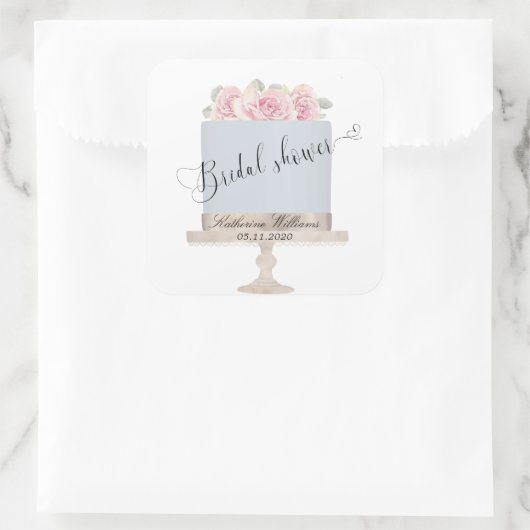 Autocollant Monogramme Gâteau Élégant Floral pour  (Sac)