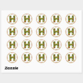 autocollant monogramme H initial de noël (Feuille)