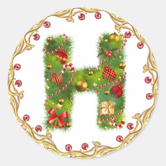autocollant monogramme H initial de noël (Devant)