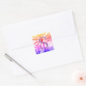 Autocollant monogramme initial palmier tropical ré (Enveloppe)