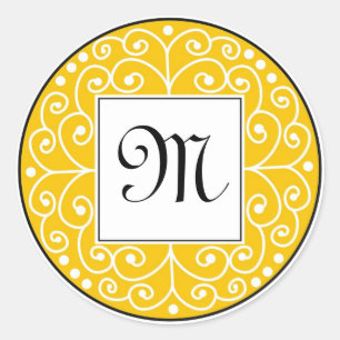 Autocollant Monogramme Jaune Et Noir