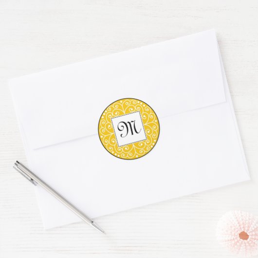 Autocollant Monogramme Jaune Et Noir (Enveloppe)