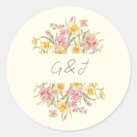 Autocollant monogramme jonquille du jardin florais (Devant)