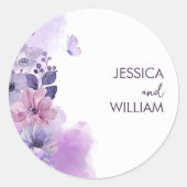 Autocollant Monogramme Mariage Papillon Violet (Devant)