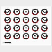 Autocollant Monogramme moderne - Noir/Rouge/Gris (Feuille)