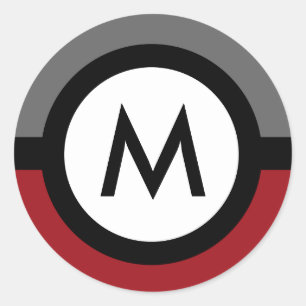 Autocollant Monogramme moderne - Noir/Rouge/Gris