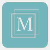 Autocollant Monogramme Moderne Pastel Bleu Et Blan (Devant)