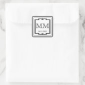 Autocollant Monogramme noir blanc Argent Art Déco (Sac)