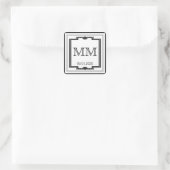 Autocollant Monogramme noir blanc Argent Art Déco (Sac)