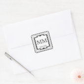 Autocollant Monogramme noir blanc Argent Art Déco (Enveloppe)
