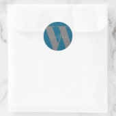 Autocollant Monogramme nom bleu gris élégant (Sac)