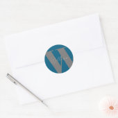 Autocollant Monogramme nom bleu gris élégant (Enveloppe)