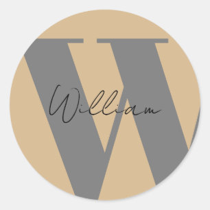 AUTOCOLLANT Monogramme nom marron gris mocha éléga