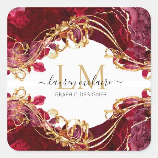 Autocollant - Monogramme Or Rouge Cerise (Devant)